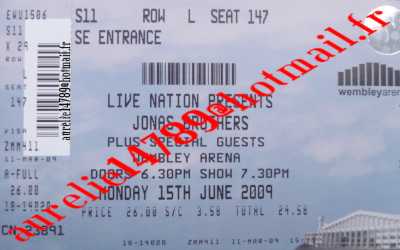 Photo : Propose à vendre Billet de concert JONAS BROTHERS - LONDRES WEMBLEY ARENA