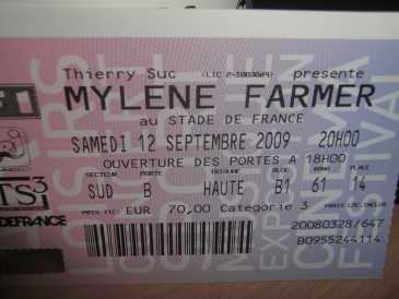 Photo : Propose à vendre Billet de concert PLACE DE CONCERT MYLENE FARMER - PARIS