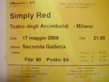 Photo : Propose à vendre Billets de concert CONCERTO SIMPLY RED, MILANO, 17/05/2009 - MILANO
