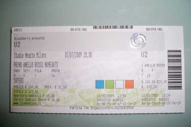Photo : Propose à vendre Billet de concert CONCERTO U2 360° TOUR - STADIO SAN SIRO, MILANO