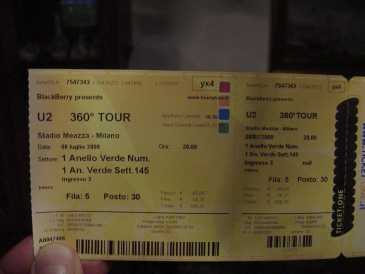 Photo : Propose à vendre Billet de concert U2  360 TOUR - STADIO  MEAZZA  MILANO