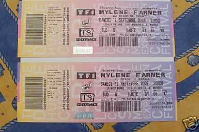 Photo : Propose à vendre Billet de concert CONCERT MYLENE FARMER 12/09/09 SDF - PARIS SDF