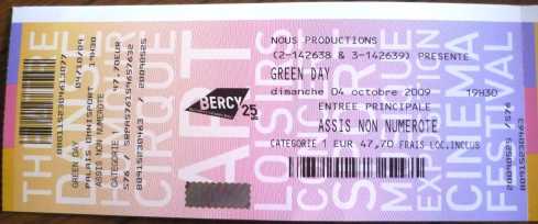 Photo : Propose à vendre Billets de concert GREEN DAY A BERCI - PARIS