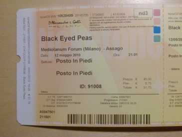 Photo : Propose à vendre Billets de concert BLACK EYED PEAS - MILANO MEDIOLANUM FORUM