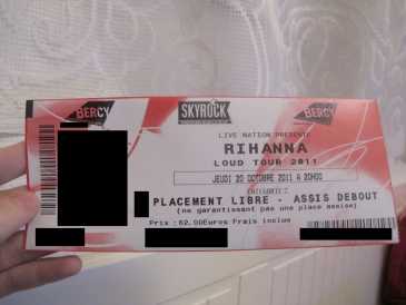 Photo : Propose à vendre Billets de concert RIHANNA LOUD TOUR 2011 - PLAIS OMNISPORTS PARIS BERCY