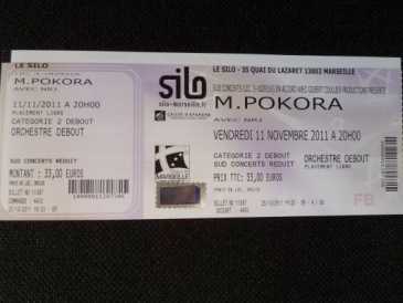 Photo : Propose à vendre Billets de concert CONCERT M.POKORA - SILO A MARSEILLE