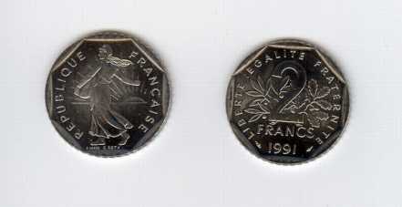 Photo : Propose à vendre Monnaie / pièces / billets 2 FRANCS SEMEUSE 1991