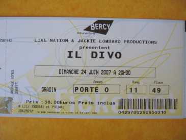 Photo : Propose à vendre Billets de concert IL DIVO 24 JUNE 2007 WORLD TOUR CONCERT - PARIS BERCY