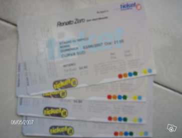 Photo : Propose à vendre Billet de concert RENATO ZERO 3 GIUGNO 2007 - ROMA STADIO OLIMPICO