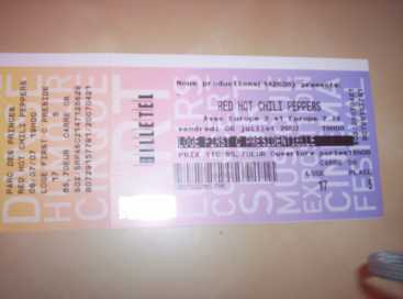 Photo : Propose à vendre Billet de concert RED HOT CHILI PEPPERS CONCERT 1 PLACE VIP - PARC DES PRINCES PARIS
