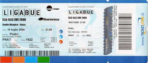 Photo : Propose à vendre Billet de concert CONCERTO LIGABUE 18-LUGLIO!!!!! - ROMA STADIO OLIMPICO
